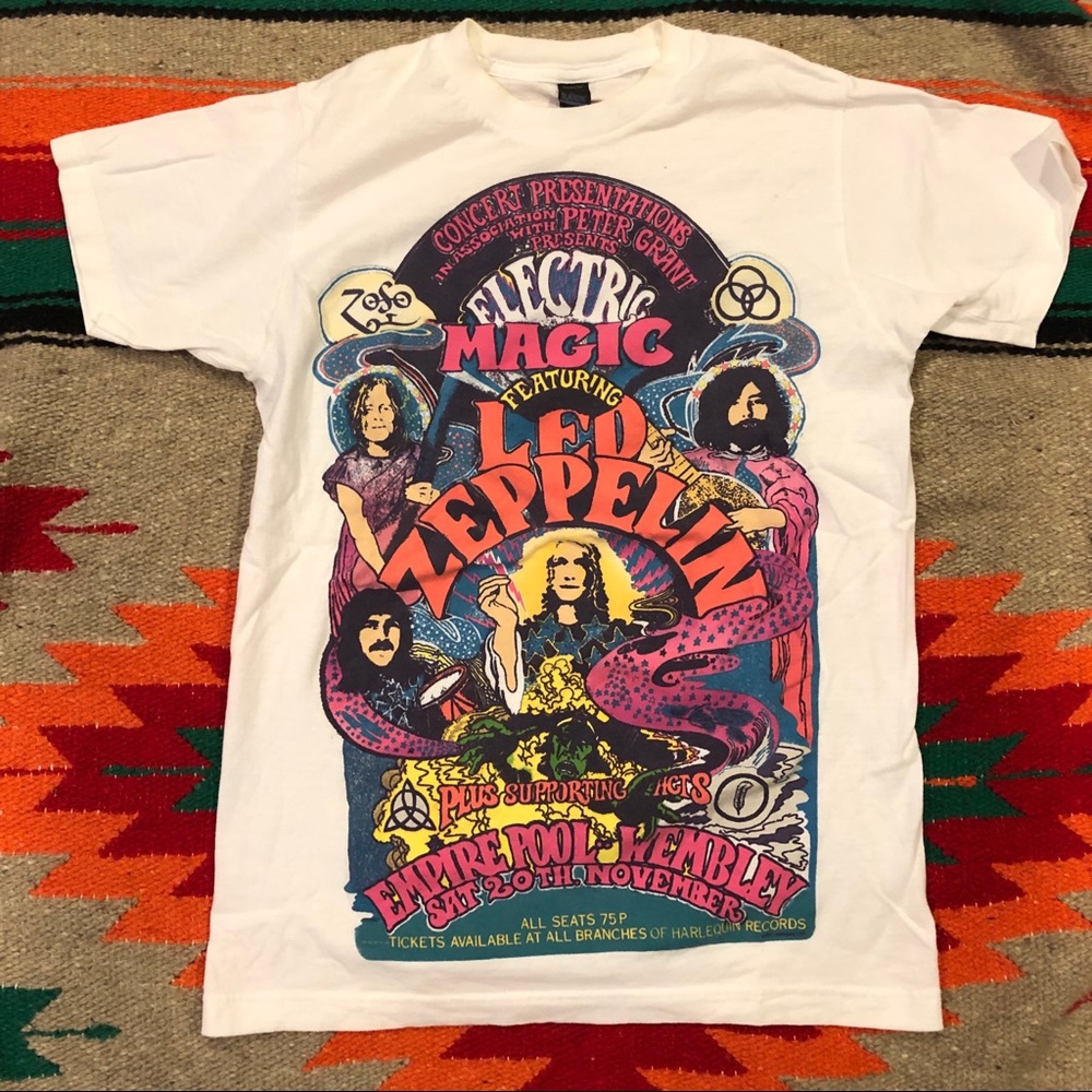 Led Zeppelin band retro graphic tee-shirt🍄